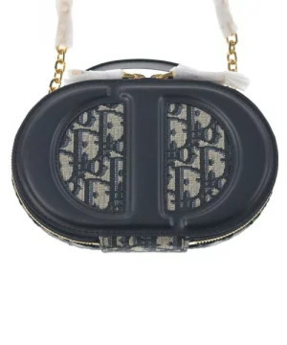 Christian Dior Shoulder Bag Beige Cream x Black Blue